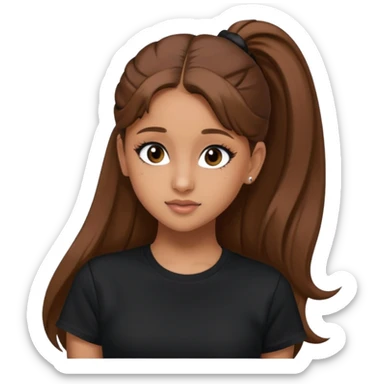 Ariana Grande high ponytaw with brown hair and with black thsirt and and eyeliner make her look 20 sticker