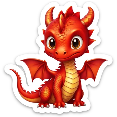 baby red dragon friendly, no bg, no light sticker