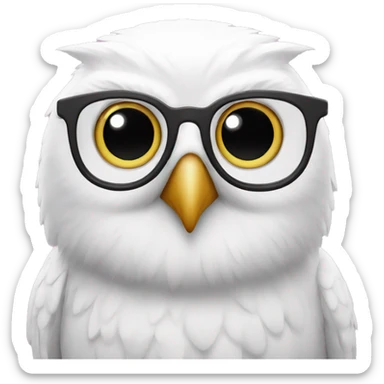 White owl with pink eyes and black frame glasses sticker