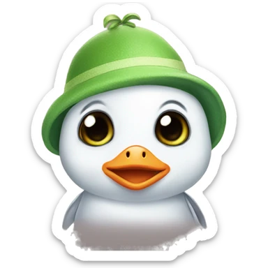 baby penguin with a frog hat sticker