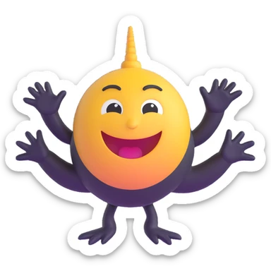 clean modern cyclone emoji with gentle happy cartoon eyes, black limbs, welcoming expression, slick professional style, logo-ready sticker