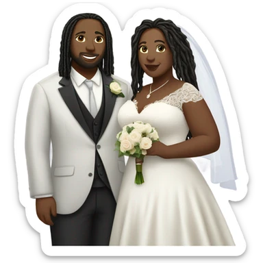 Plus size couple with locs wedding pale sticker