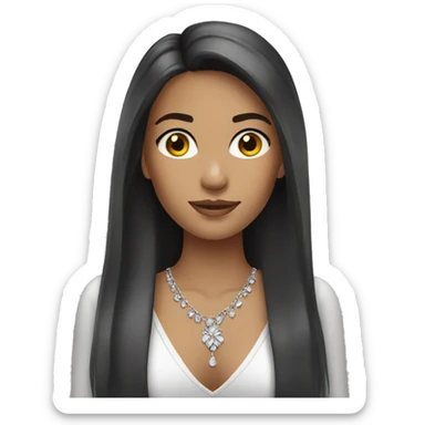 Brunette girl with silver jewelry sticker