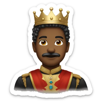 a kid with moustache with a crown sticker