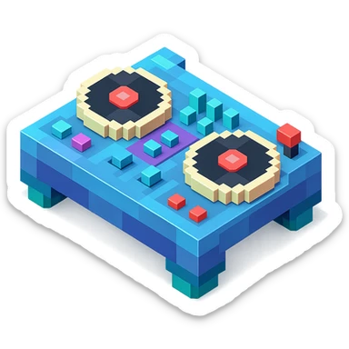 DJ turntables with a futuristic look and metallic accents sticker