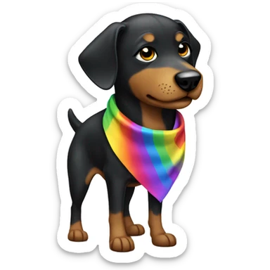 black mongrel dog with rainbow bandana  sticker