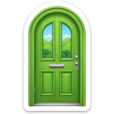 A simple green door emoji in the style of Apple emoji with a handle and a window and a different color. sticker
