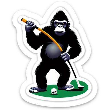 A gorila with a golf stick sticker