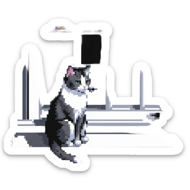 cat sitting at a window sticker