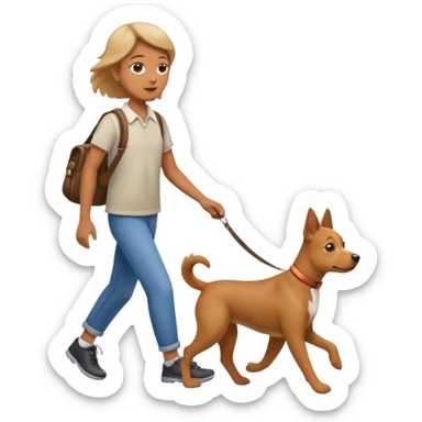 Cerdo paseando perro sticker