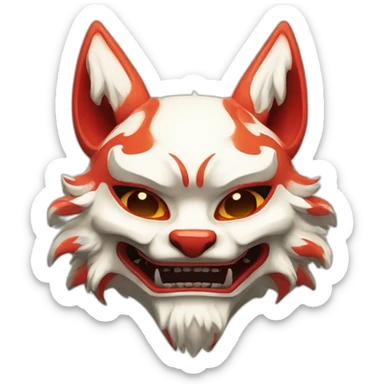 oni kitsune japanese mask sticker