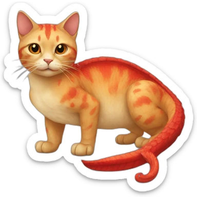 A cat with a red pogona on this back sticker