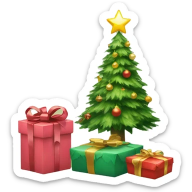 Christmas tree and two present sticker