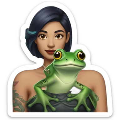 queen of frogs with manta ray tattoo on left shoulder sticker