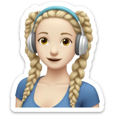 pale skin girl with braids doing yoga listening Musik with headphones  sticker