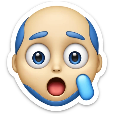 Blue emoji shocked sticker