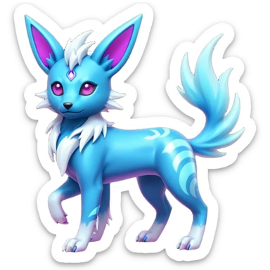 White and magenta pastel soft glossy smooth alloy divine holy legendary epic ethereal fantasy cyperpunk futuristic feral Manectric-Luxray-Umbreon-Vaporeon-Amaura-Electrike-fusion-creature  sticker