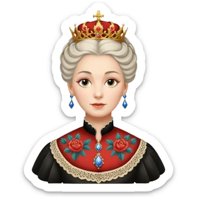 realistic cinematic Russian Empress Catherine the Great depicted with Victorian-style body tattoos sticker