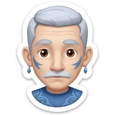 white-gray haired heavy blue tattooed big head accessory big nose mid size ear young sticker