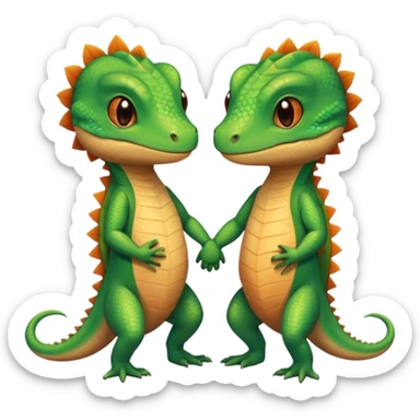 Romantic Lizard couple wear cute clothes  sticker