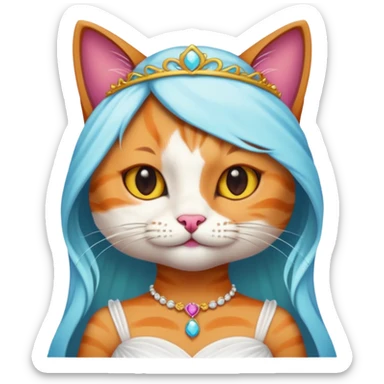 cat bride colorful sticker
