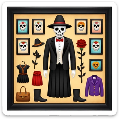 Day o the death, missing people(not found), movie, museum,,culture,museum in mexico, clothes o missing people,, witchcraft sticker