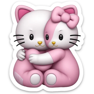  cute hello kitty teddy bears hugging  sticker