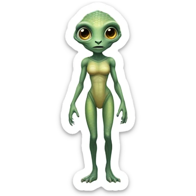 a reptilian alien woman full body sticker