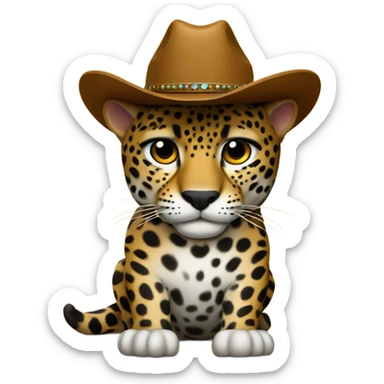 Jaguar with cowboy hat and boots sticker