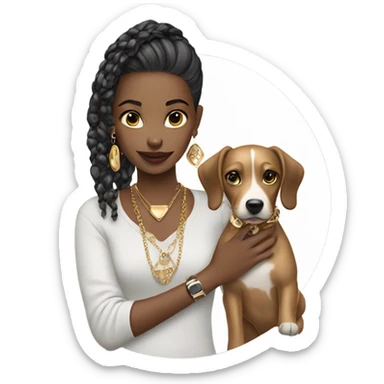 stylish girl with dog jewelry sticker