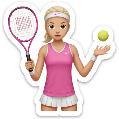 mujer tenista con parte de arriba rosa y de abajo blanca sticker
