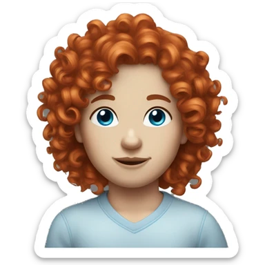 curly red hair, blue eyes, white skin, nose ring sticker