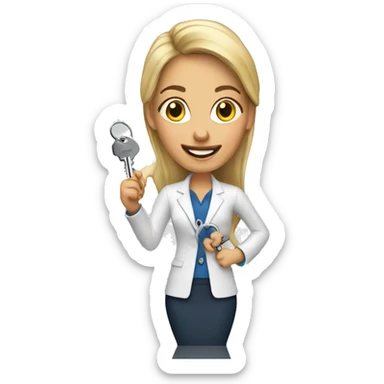 realtor woman holding keys sticker