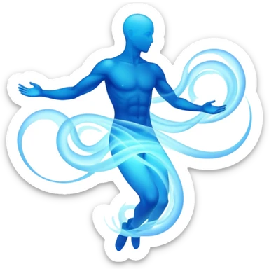 Minimal male form silhouette made of swirling abstract energy, ethereal style essence, no detailed features, just flowing shape sticker