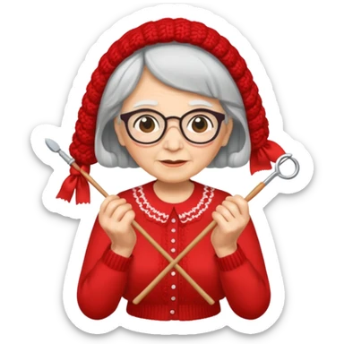 knitting grandma red blouse sticker