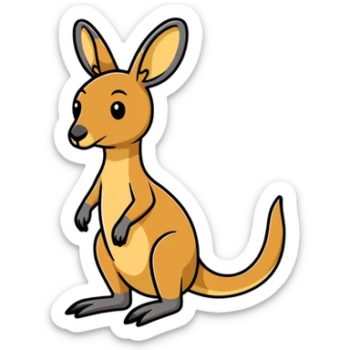 a kangaroo, cartoonish sticker style sticker