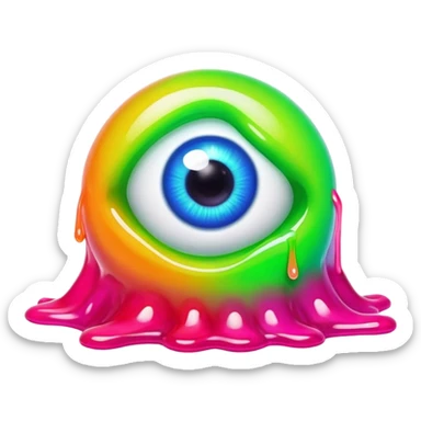 gummy neon melting eyeball sticker