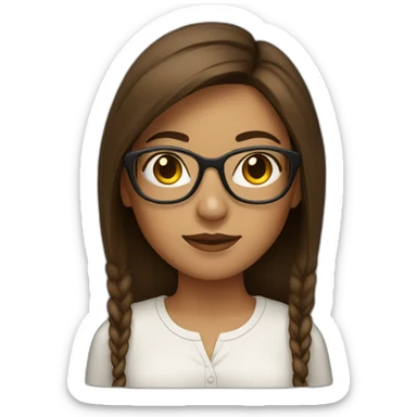 Latin woman with straight brown hair, freckles and gold glasses. sticker
