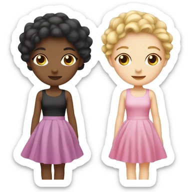 two white girls in pink dress and in black dress sticker