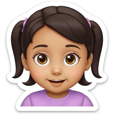 face of smiling baby girl with big eyes, medium skin tone, and dark hair sticker