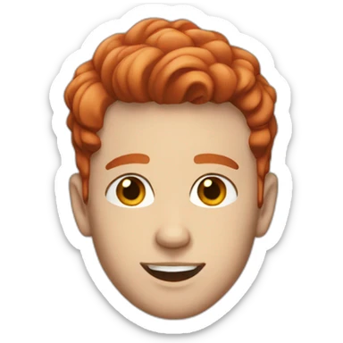 white young man in jean jacket and white t-shirt with short red hair sticker