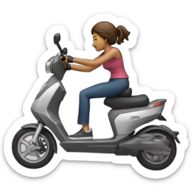 women punching electric scooter sticker