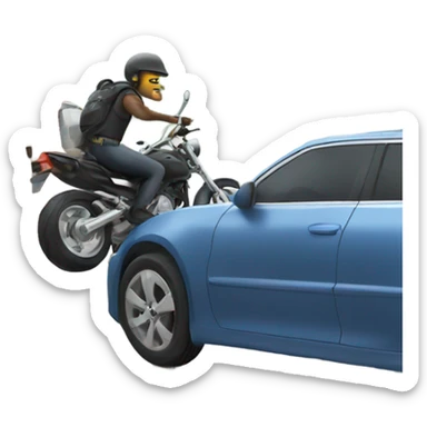 Biker hitting a car door sticker