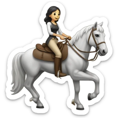 Women on a squeleton horse with a spare in his hand sticker