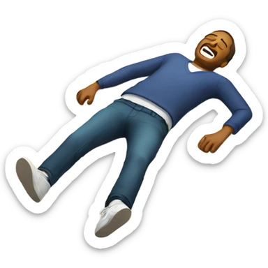 Guy dying on the floor with laughter  sticker