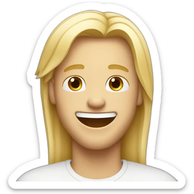 blonde long straight haired guy laughing sticker