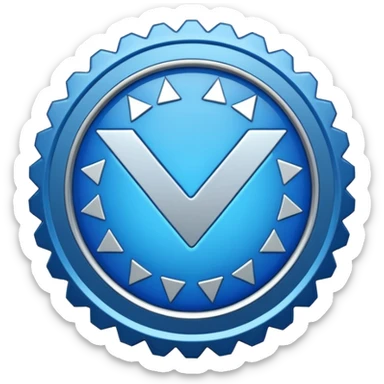 blue tick verification badge on a circular shape with zigzag edges sticker