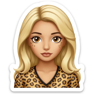 Leopard a girl with long blond hair and with latina make up  sticker