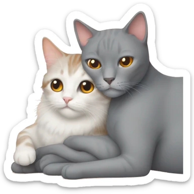 Orange cat and a grey cat cuddling sticker