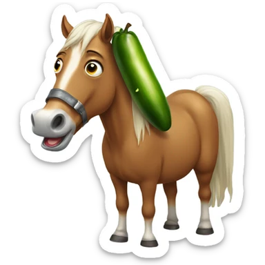a horse crying holding a pickle  sticker
